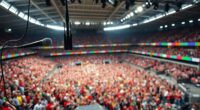 amplified crowd chants