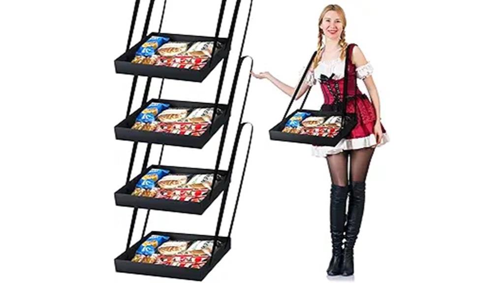 black snack trays with ribbons