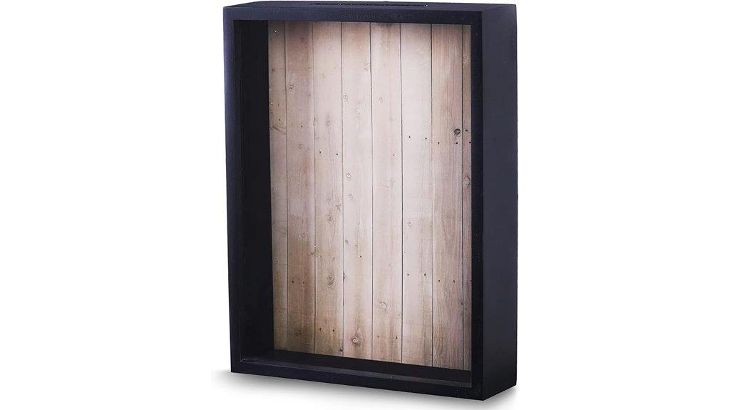 black wooden shadow box
