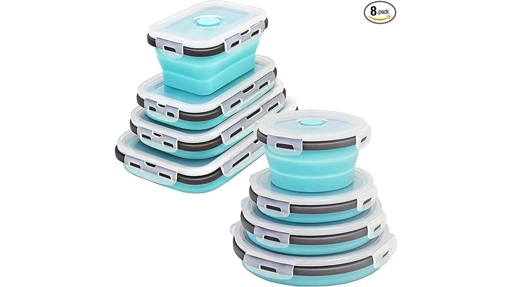 eight collapsible containers