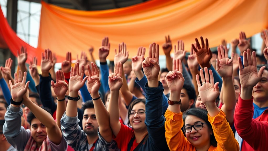 expressive fan hand signs