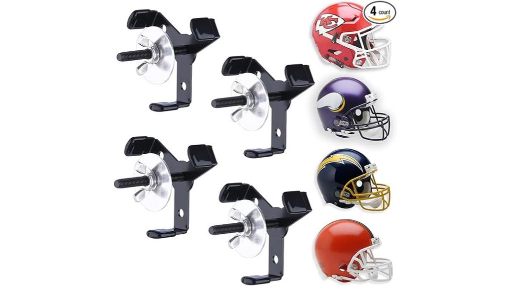 four helmet wall mounts