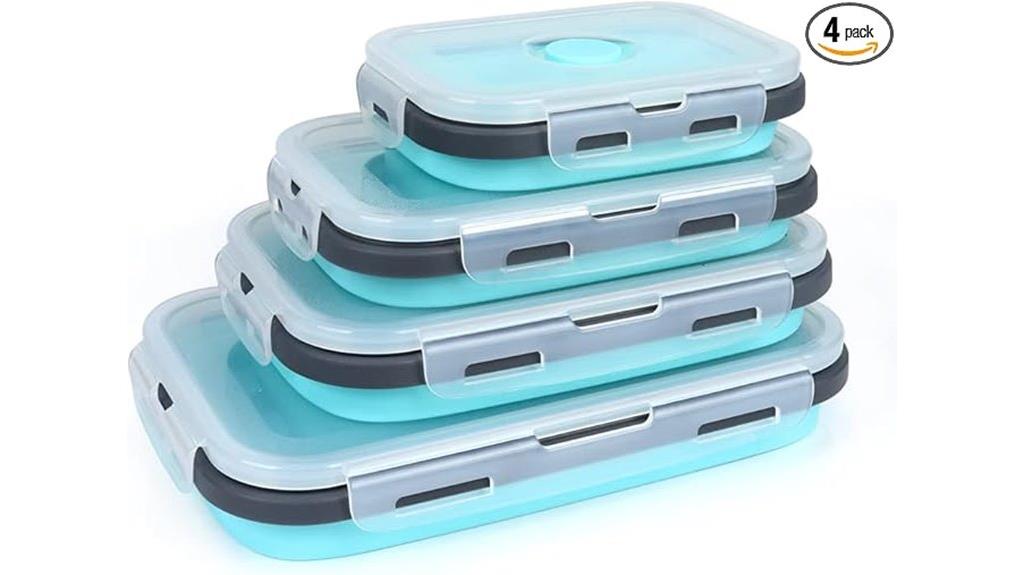 four piece collapsible silicone containers