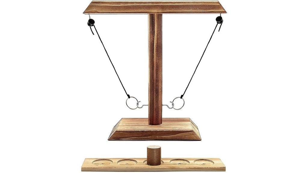 handcrafted wooden toss game