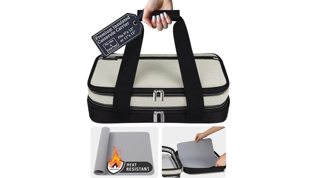 insulated casserole carrier with mat