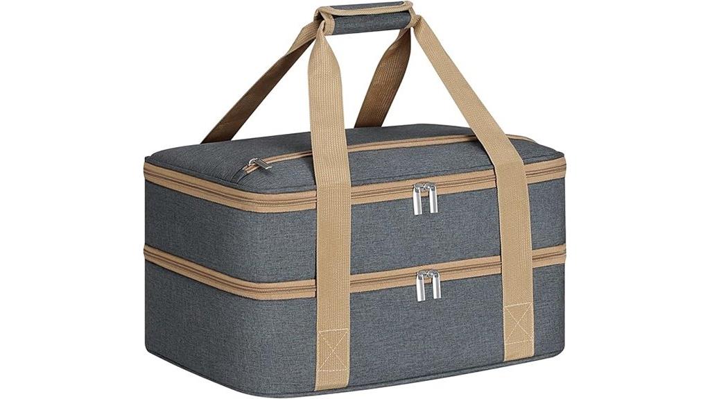 insulated casserole carrier with zipper