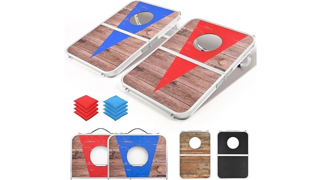 portable cornhole game set