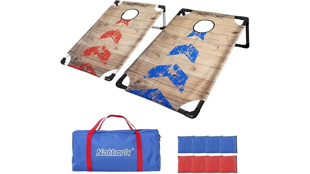 portable cornhole game set
