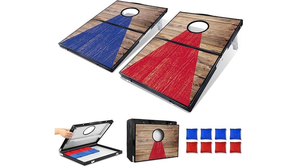 portable cornhole game set