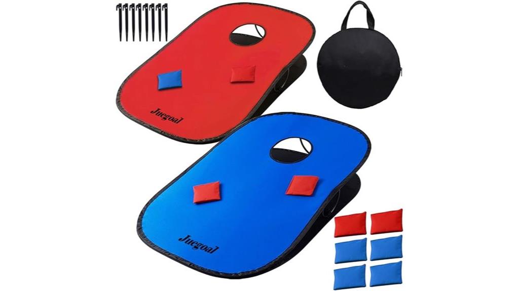 portable cornhole game set