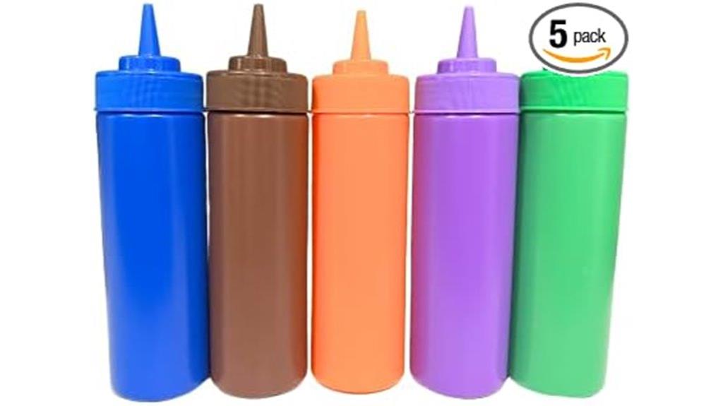 rainbow colored bpa free squeeze bottles