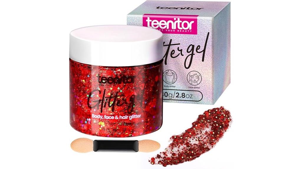 red glitter gel for face