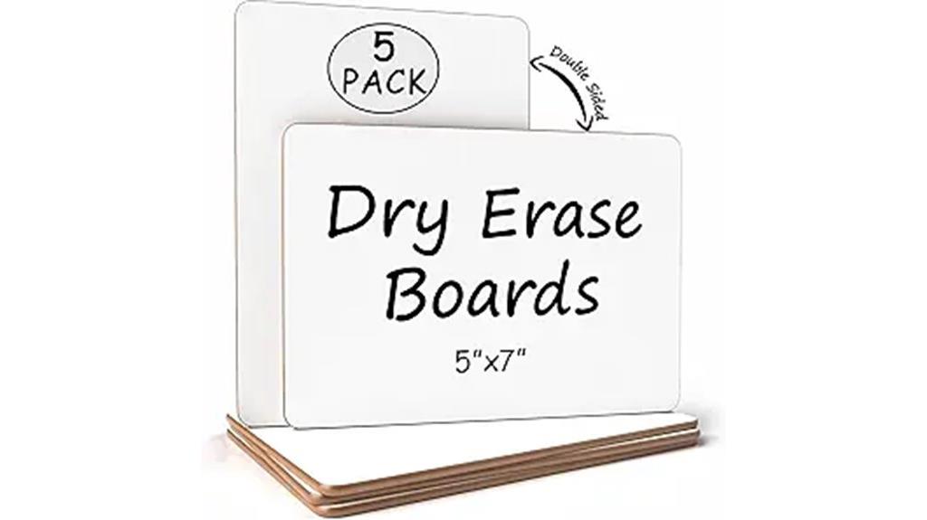set of five mini whiteboards