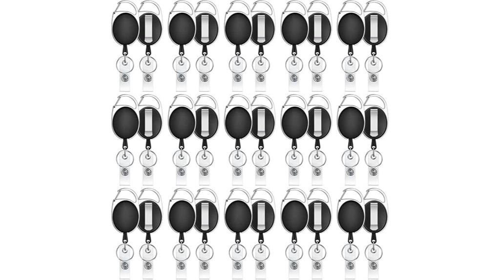 set of thirty retractable badge holders