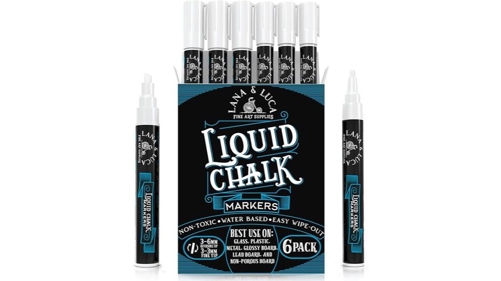 six pack liquid chalk markers