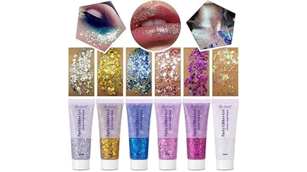 six piece body glitter