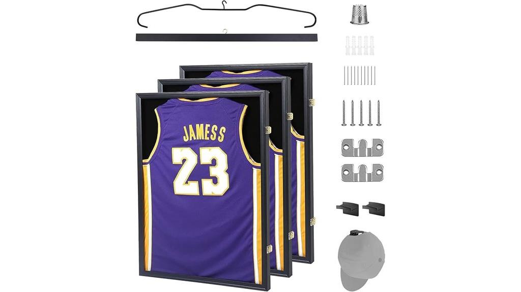 three jersey display cases