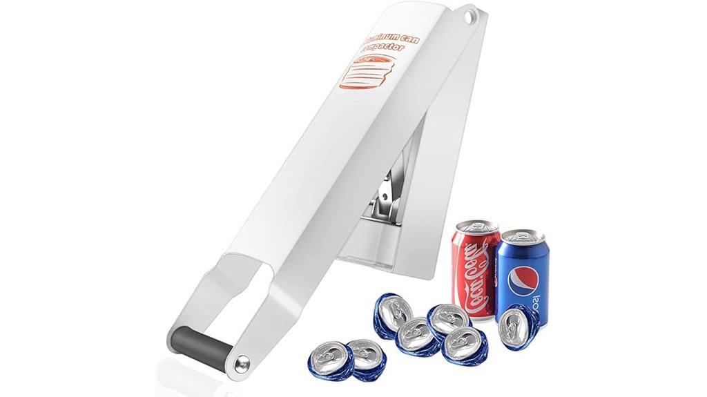 white aluminum can compactor