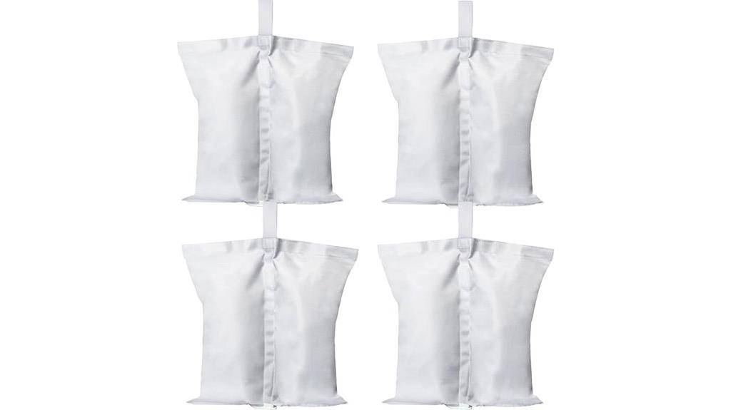 white tent sand bags