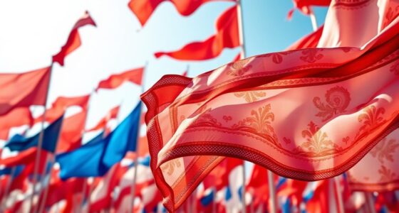 celebrating with flags scarves