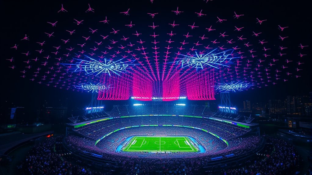 spectacular aerial drone choreography