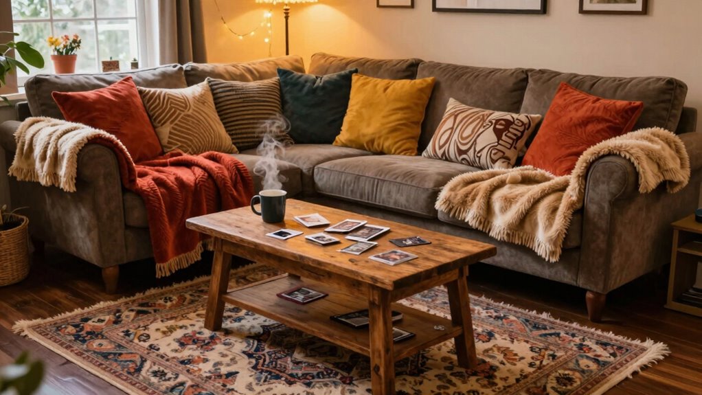 cozy textiles and personal touches