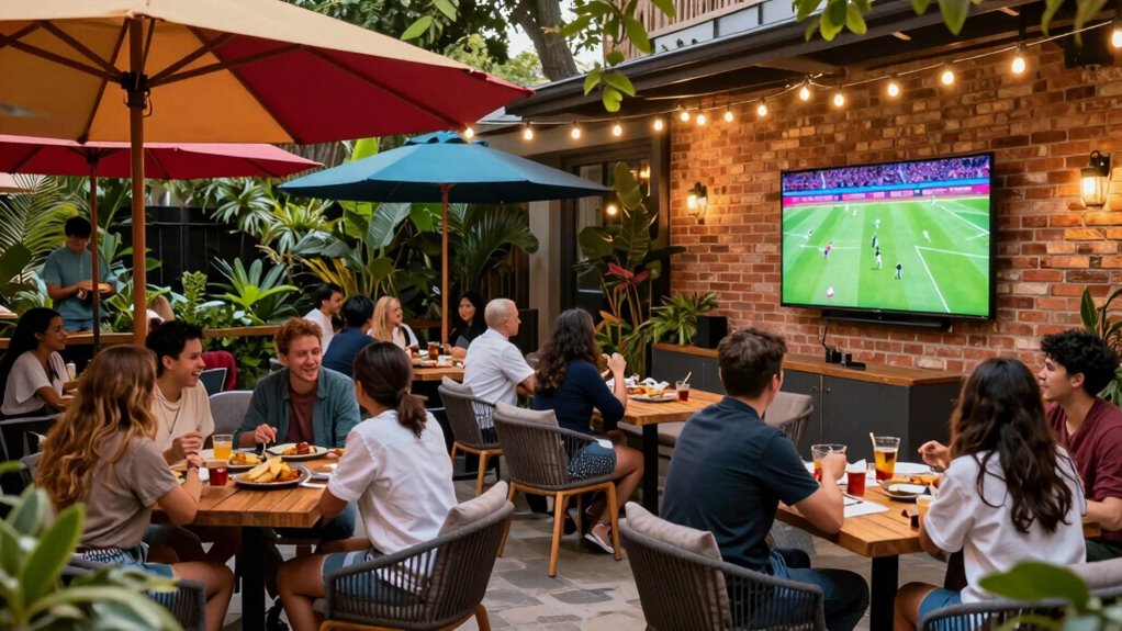 outdoor sports viewing setup