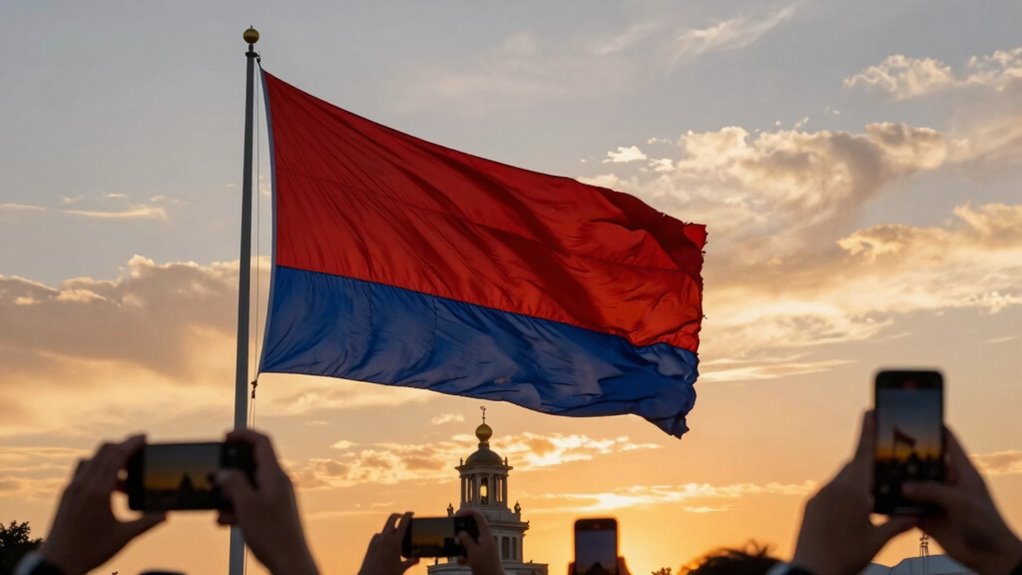 large flags symbolize collective pride