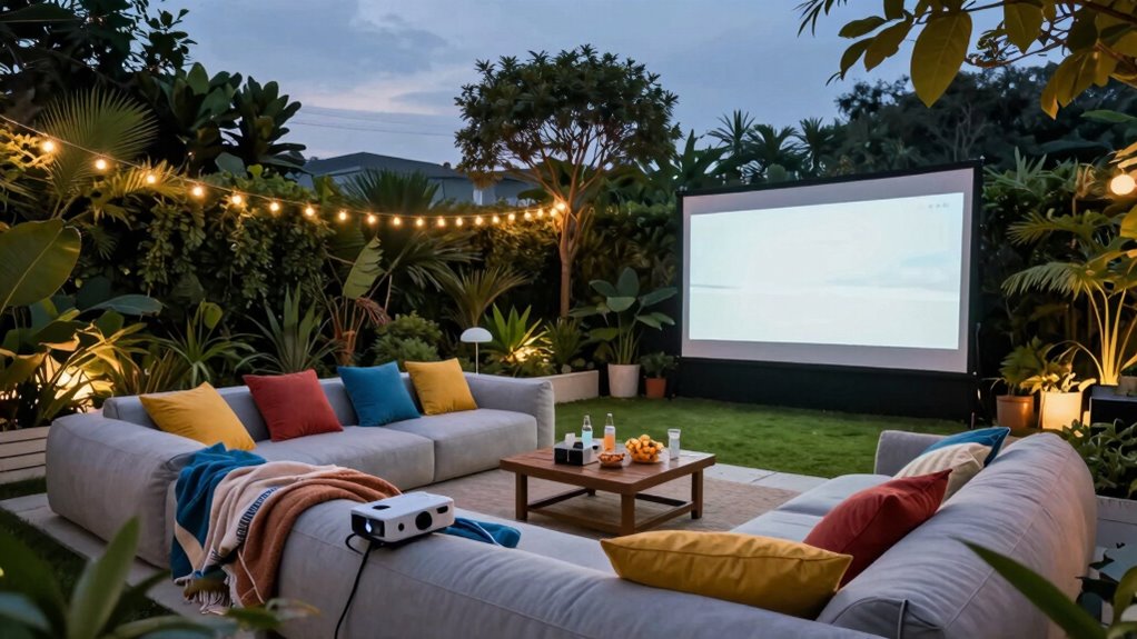 outdoor projector party setup