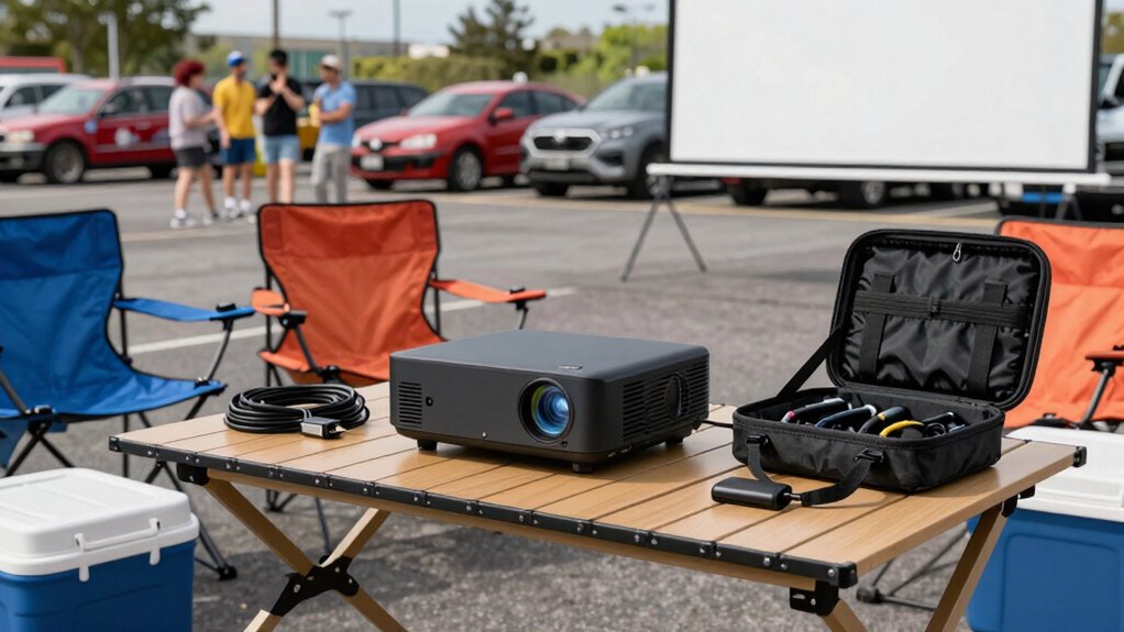 portable outdoor projector setup